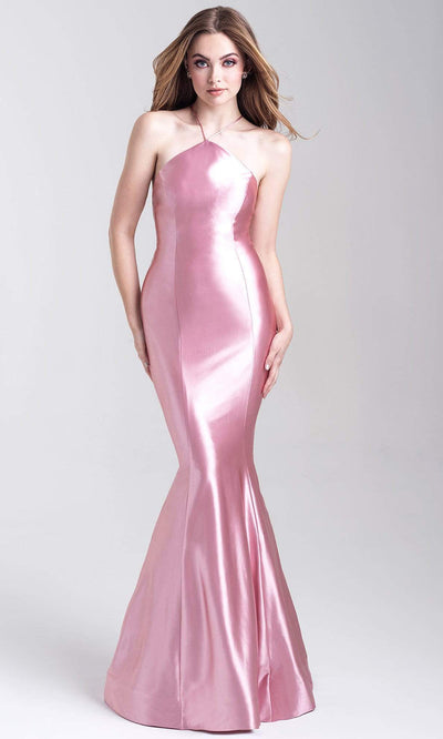 Madison James - 20-308 Halter Neck Open Back Mermaid Evening Gown Pageant Dresses 2 / Blush