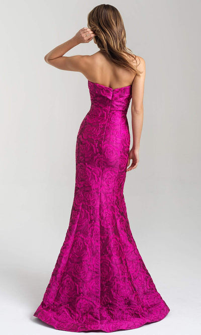 Madison James - 20-315 Floral Brocade Strapless Mermaid Dress Prom Dresses 2 / Fuchsia