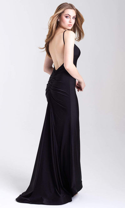 Madison James - 20-319 Illusion Plunging Neck Sleeveless Mermaid Gown Evening Dresses 2 / Black