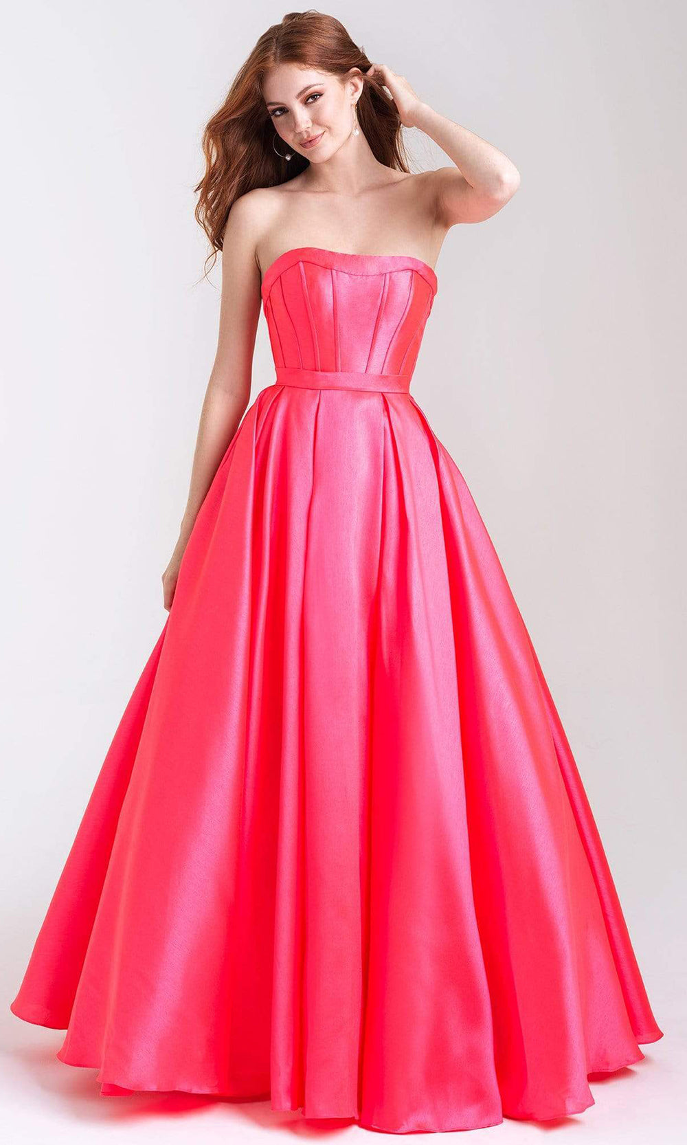 Madison James - 20-323 Strapless Sweetheart Satin Taffeta Ballgown Prom Dresses 2 / Coral