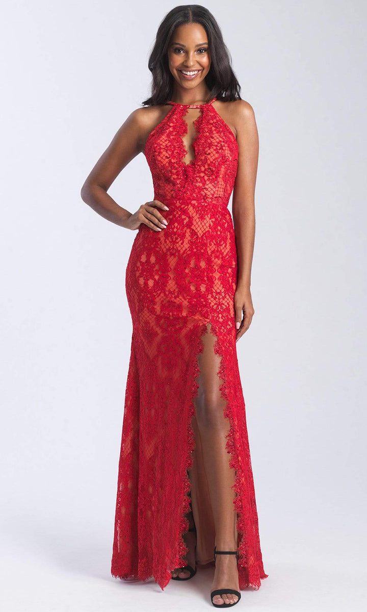chinese dress ladies Red Halter Neck Leaf Lace Homecoming Dress main image 1