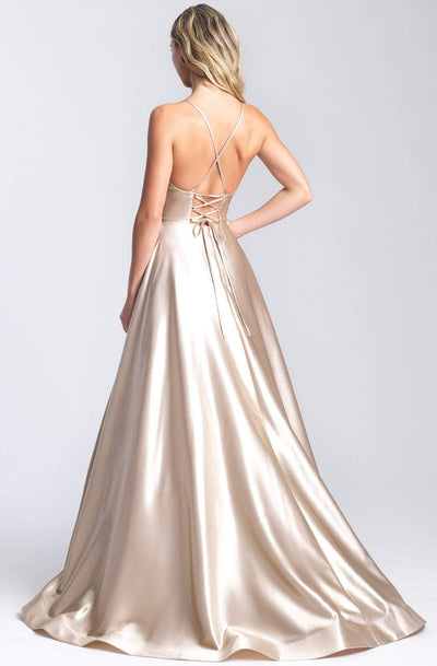 Madison James - 20-392 Metallic Lame Deep V-neck A-line Gown Prom Dresses
