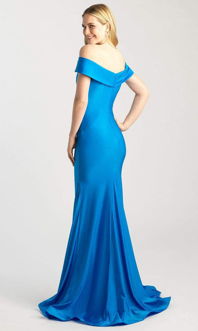 Madison James - 20-397 Off-Shoulder Jersey Trumpet Dress Prom Dresses 2 / Blue