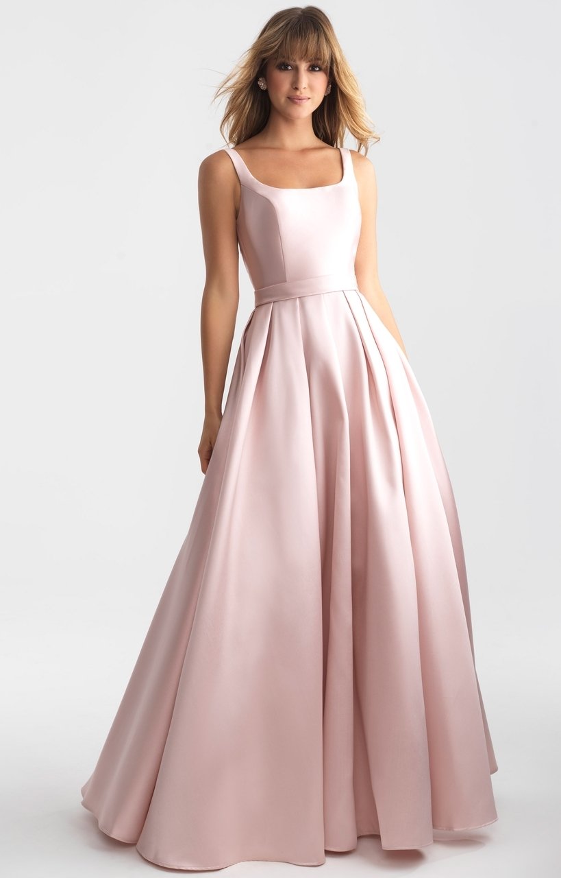 Madison James Sleeveless Ribbon Accented Plunging Back Ballgown 18-735 - 1 pc Blush In Size 08 Available CCSALE 8 / Blush