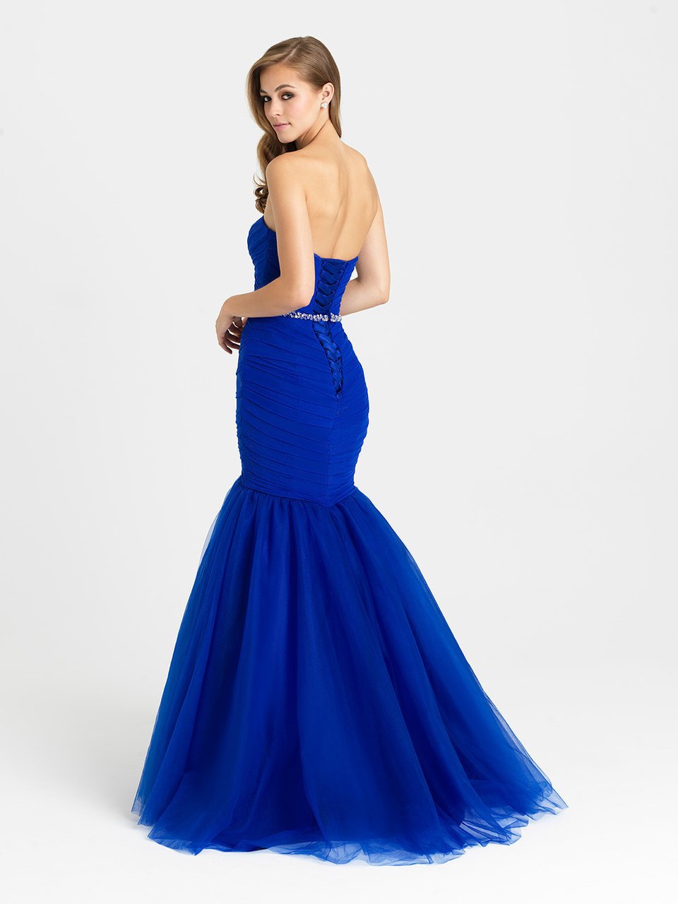 Madison James Strapless Ruched Fitted Trumpet Gown - 1 pc Royal In Size 08 Available CCSALE 8 / Royal