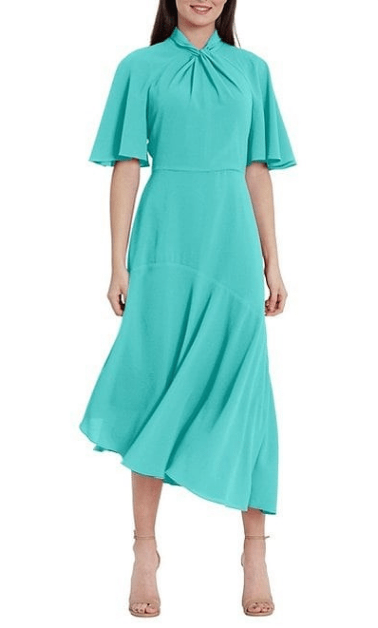 Maggy London Womens Crepe Midi Cocktail and Party Dress, Seafoam Maggy London Womens Crepe Midi Cocktail and Party Dress, Seafoam