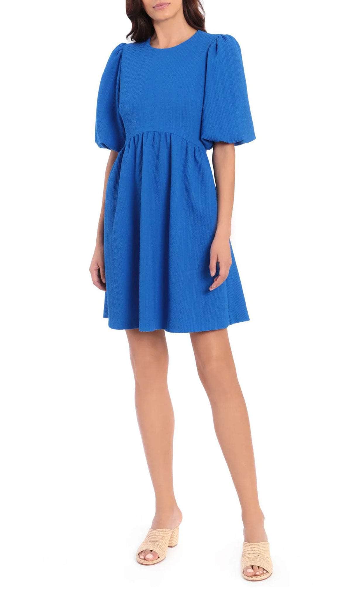Maggy London G4879M - Short Puff Sleeve A-Line Dress Party Dresses 10 / Blue