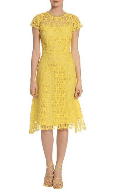 Maggy London G5177M - Scallop A-line Casual Dress Special Occasion Dress 0 / Maize Yellow