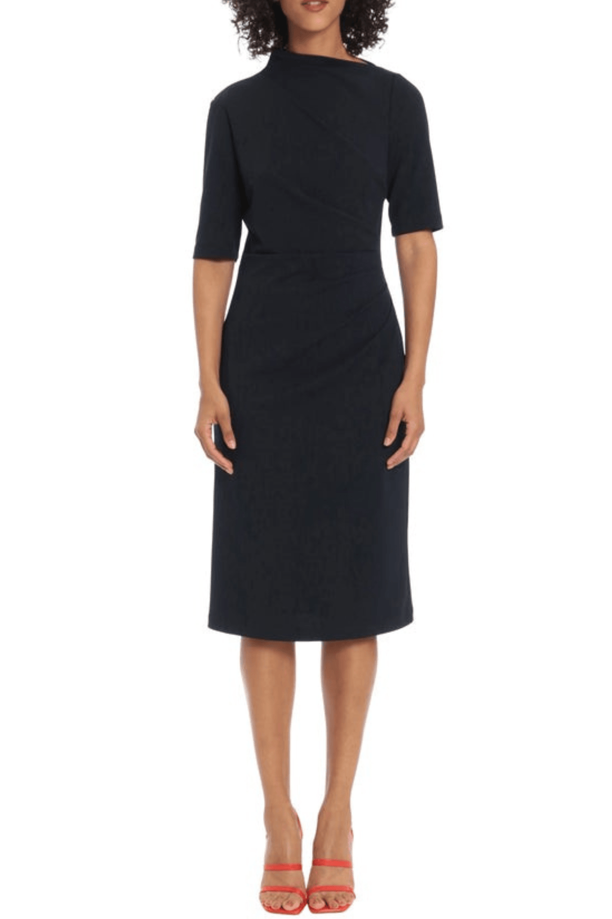 maggy london asymmetrical sheath dress Luxely Women's Ruched Asymmetrical Midi Dress - Tea