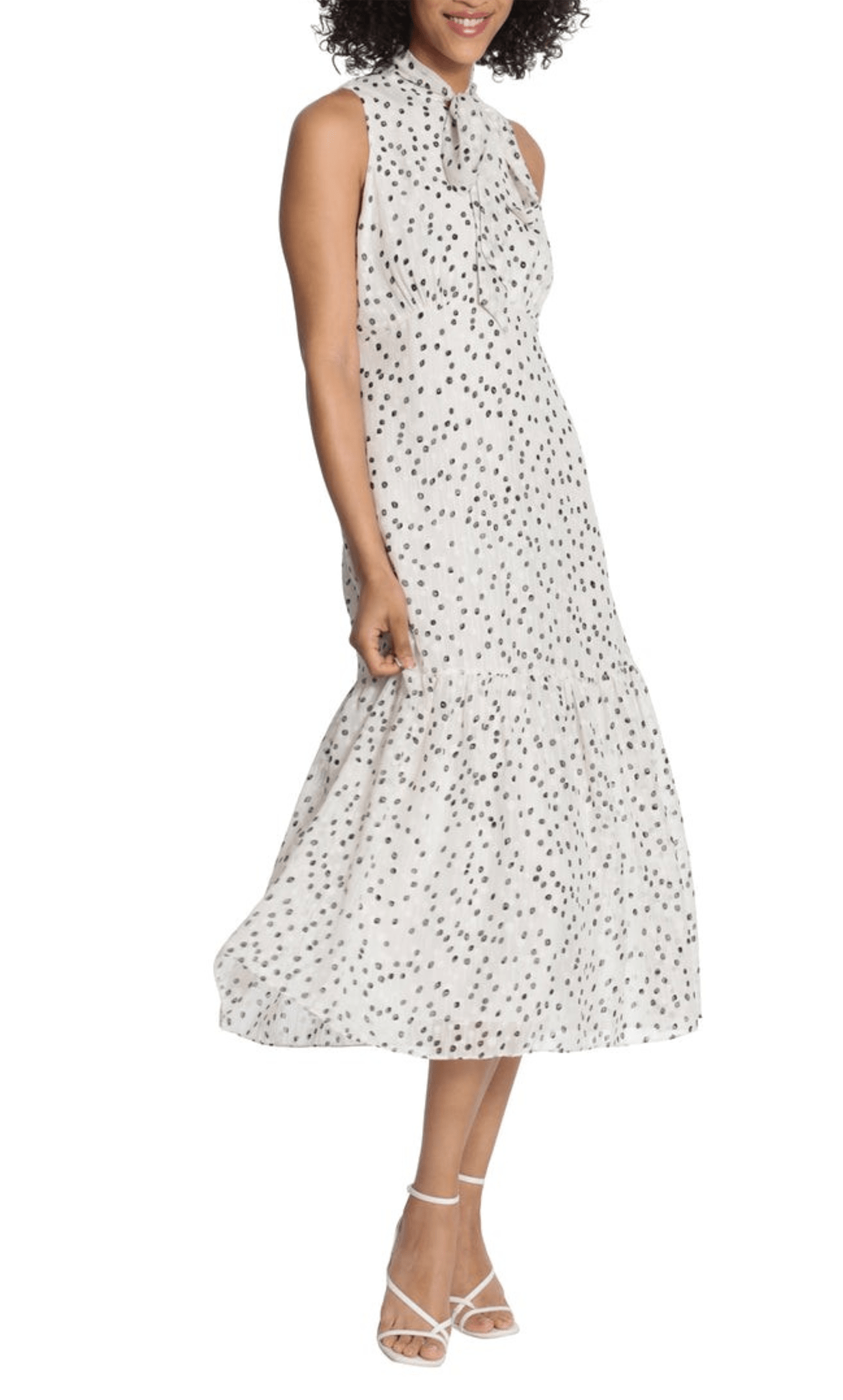Maggy London G5287M - Polka Dotted Sleeveless Dress Special Occasion Dress 0 / Ivory Black