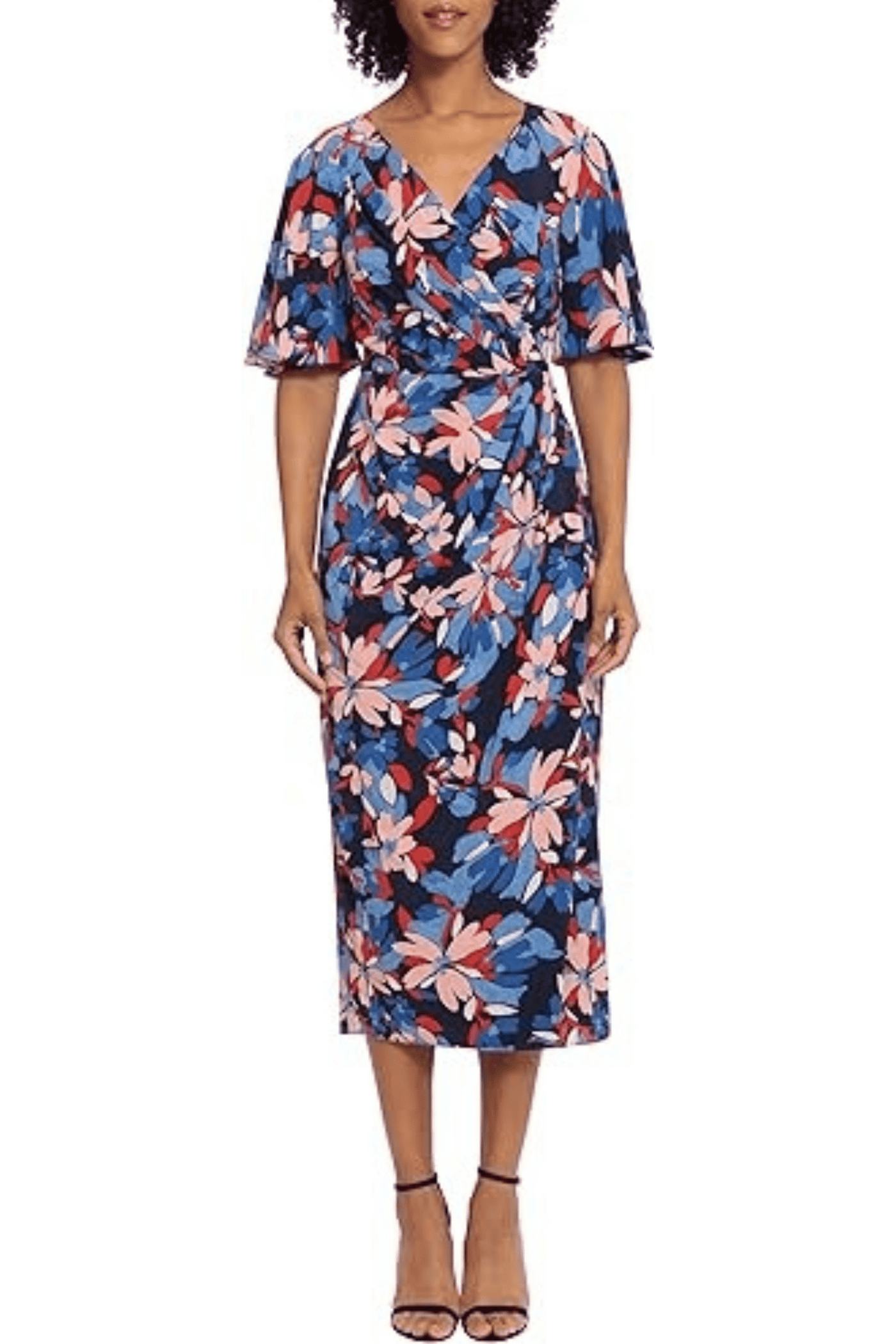 maggy london silk dress Vintage Maggy London Dress 12 Maxi Silk Floral Buttons Cottage Modest Blue Zip