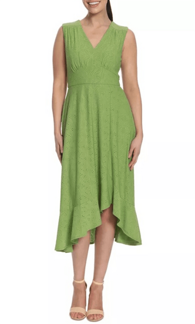 Maggy London T6240M - Sleeveless Eyelet Jersey Formal Dress Special Occasion Dress 0 / Green
