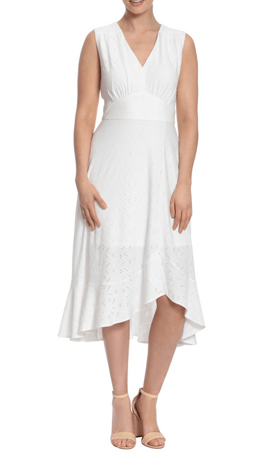 Maggy London T6240M - Sleeveless Eyelet Jersey Formal Dress Special Occasion Dress 0 / White