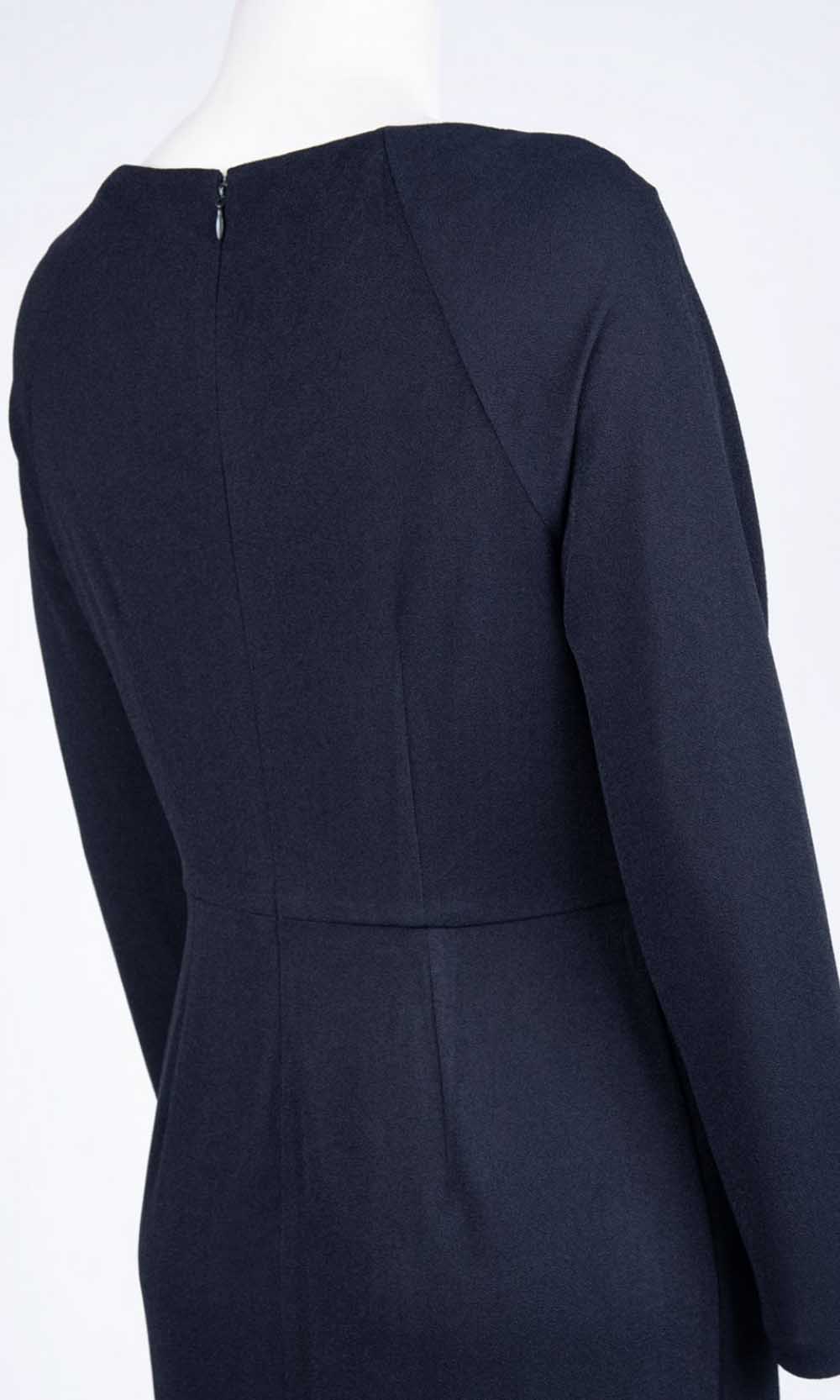 Maggy London - G3609M Knee Length Long Sleeve Draped Sheath Dress In Blue