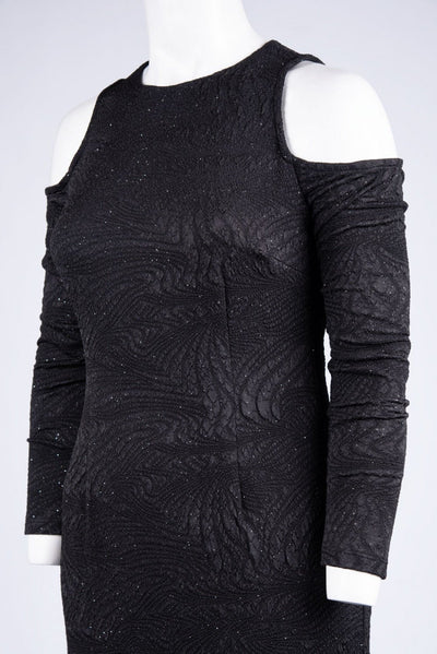 Maggy London - GSL36M Long Sleeve Cold Shoulder Glitter Jersey Dress In Black