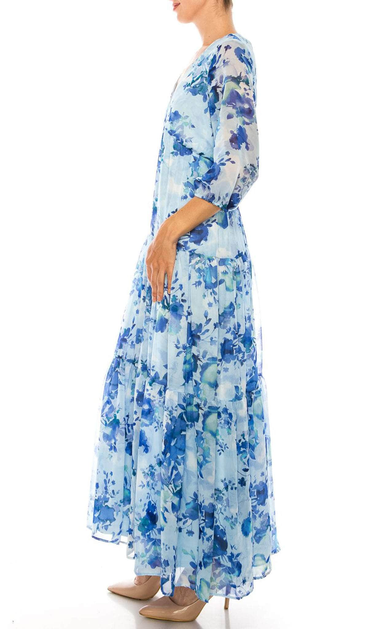 Maison Tara 58367MA - Deep V-Neck Floral Evening Dress Special Occasion Dress