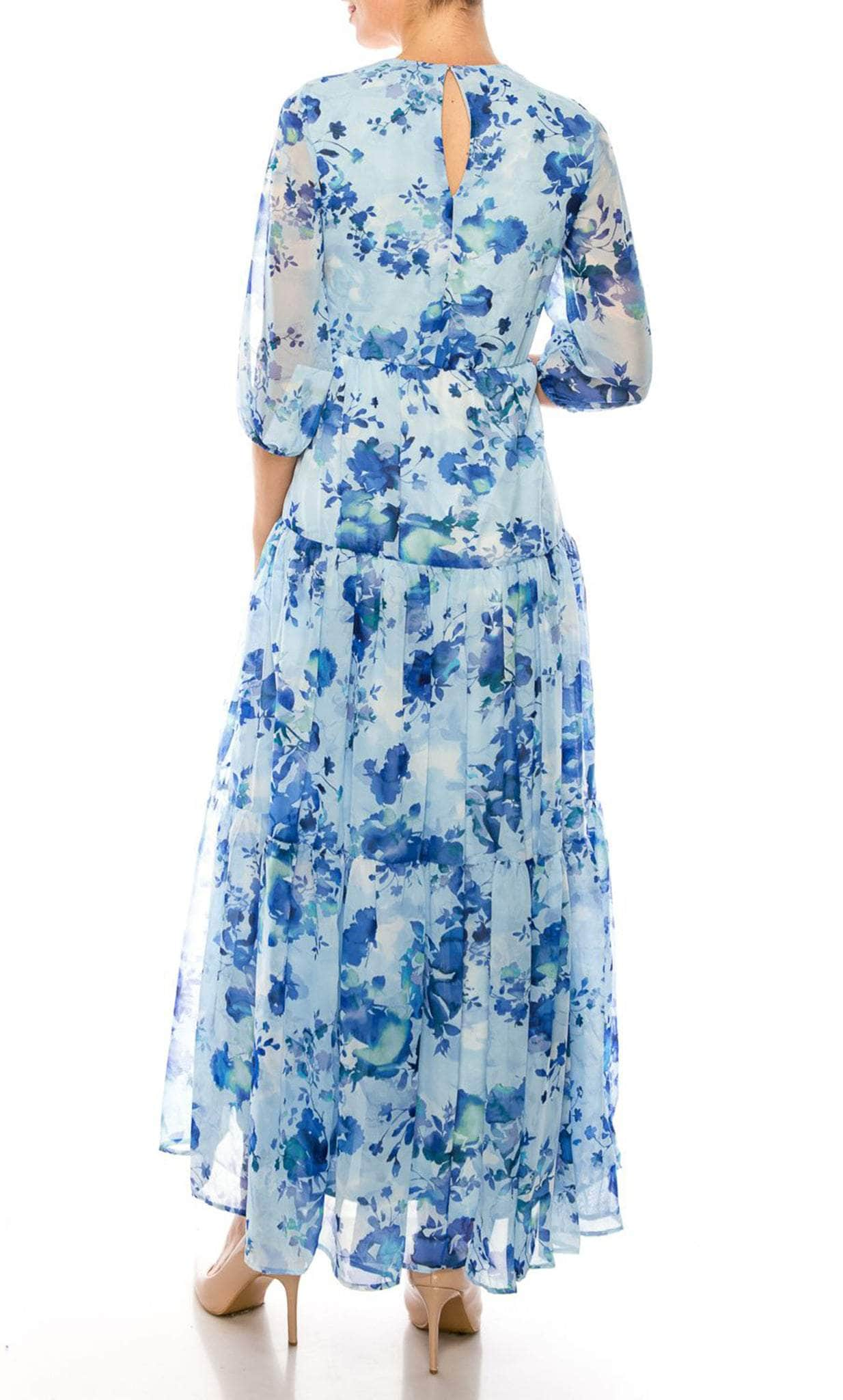 Maison Tara 58367MA - Deep V-Neck Floral Evening Dress Special Occasion Dress