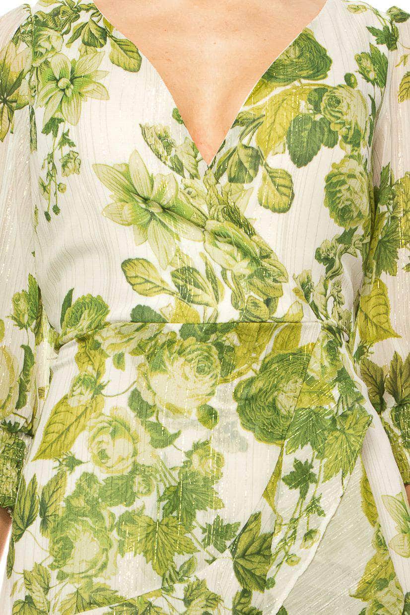 Maison Tara 58638MA - Quarter Sleeve Floral Printed Cocktail Dress Special Occasion Dresses