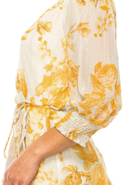 Maison Tara 58638MA - Quarter Sleeve Floral Printed Cocktail Dress Special Occasion Dresses