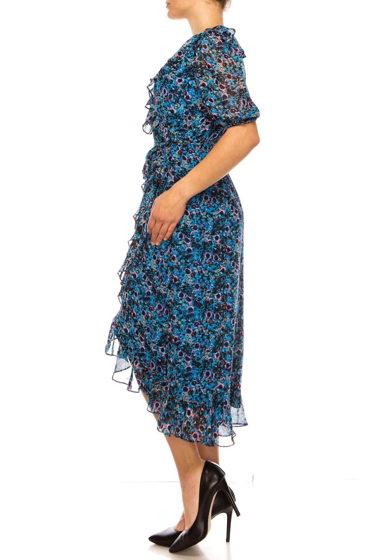 Maison Tara 91673M - Tea-Length Chiffon Sheath Dress Maison Tara 91673M - Tea-Length Chiffon Sheath Dress