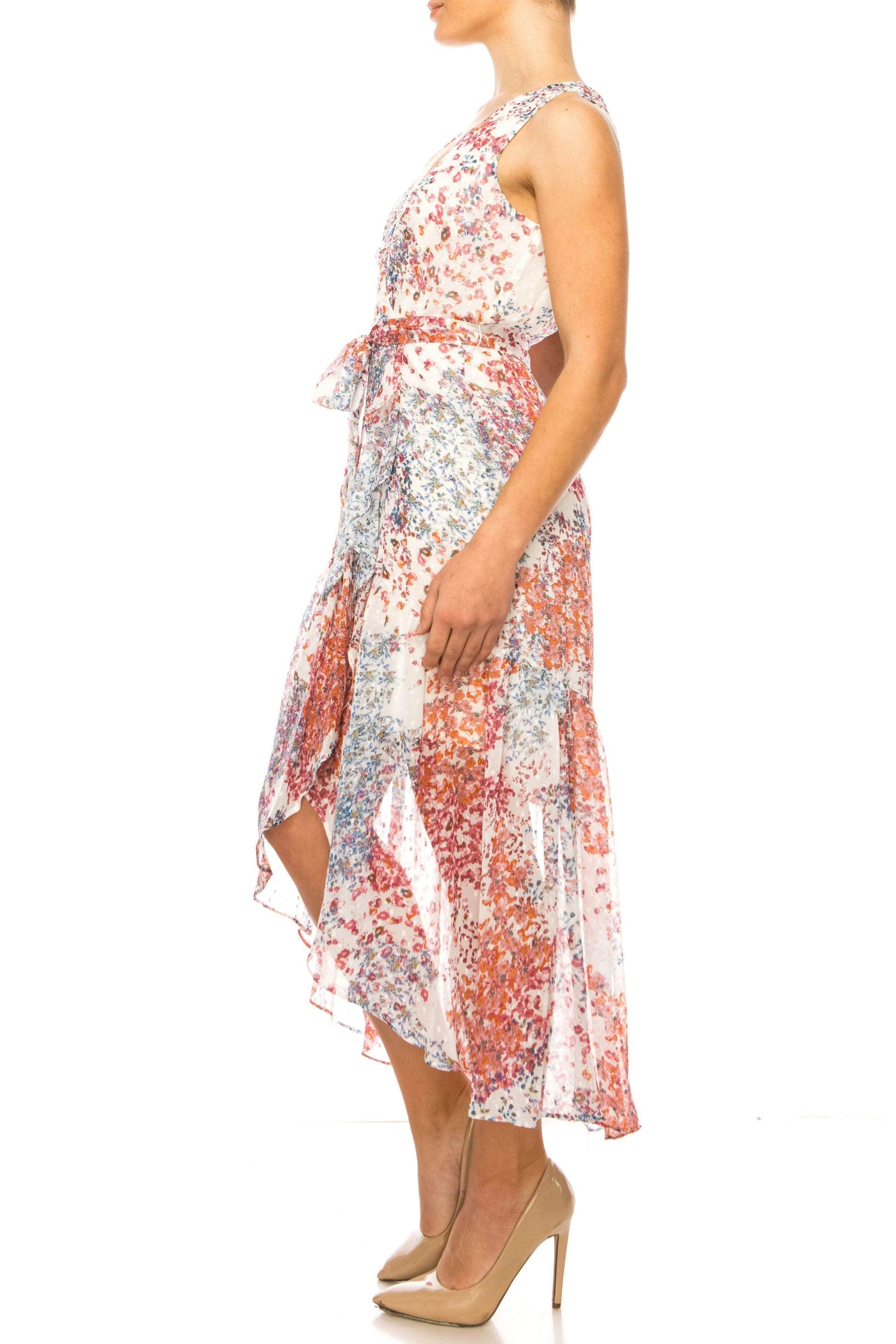 Maison Tara 91760M - Floral Printed V-Neck Cocktail Dress Special Occasion Dresses