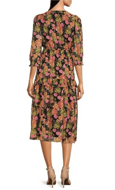 Maison Tara 91791M - Floral Printed Quarter Sleeve Dress Special Occasion Dress