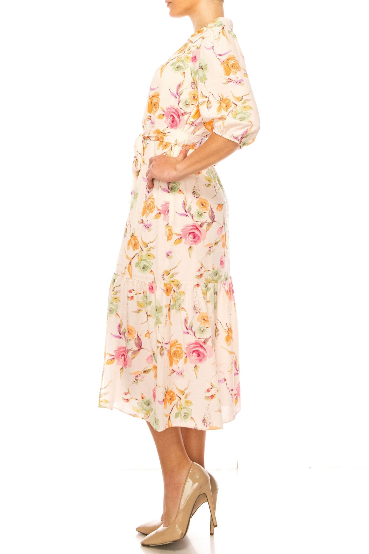 Maison Tara 92033M - Faux Wrap Floral Printed Formal Dress 6 / Peach Multi - Shop Maison Tara Dresses On Couture Candy at CoutureCandy.com Maison Tara 92033M - Faux Wrap Floral Printed Formal Dress 6 / Peach Multi - Shop Maison Tara Dresses On Couture Candy at CoutureCandy.com