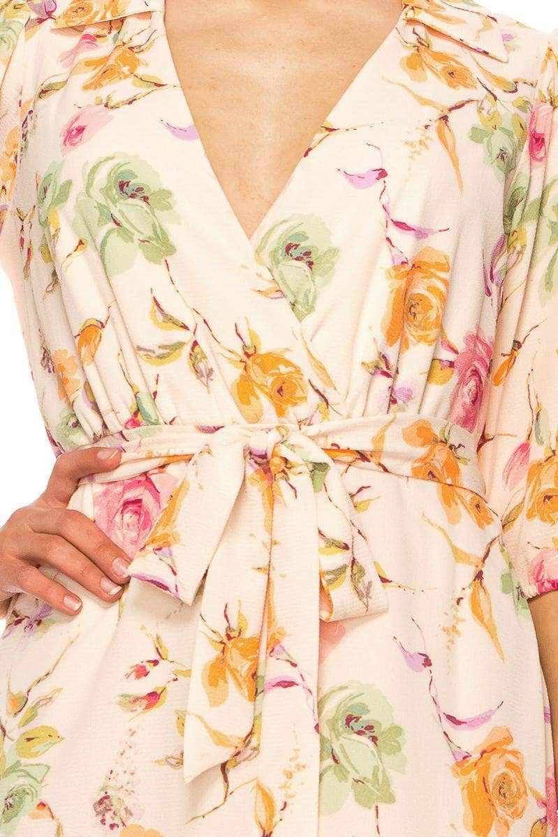 Maison Tara 92033M - Faux Wrap Floral Printed Formal Dress 6 / Peach Multi - Shop Maison Tara Dresses On Couture Candy at CoutureCandy.com Maison Tara 92033M - Faux Wrap Floral Printed Formal Dress 6 / Peach Multi - Shop Maison Tara Dresses On Couture Candy at CoutureCandy.com