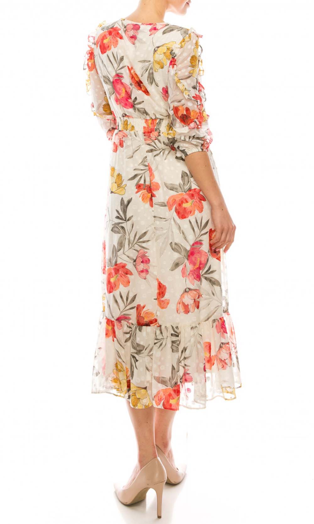 Maison Tara - 95084MSC Fresh Floral Printed Casual Dress In Multi