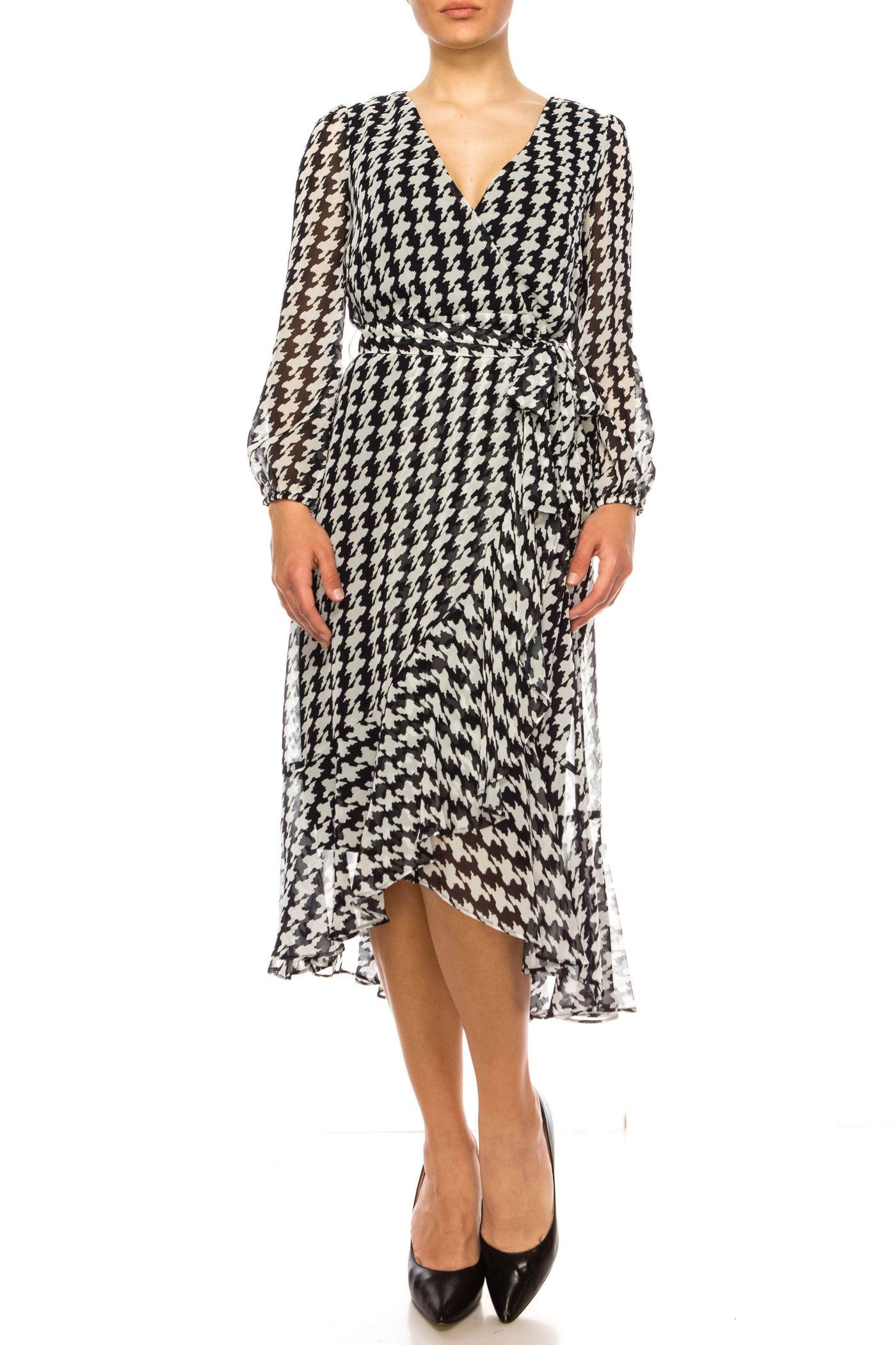 maison tara dress Printed Marrakesh Short Sleeve Midi Designed with a zippered full back and a thin tie waist Women's Maison Tara Floral Ruffle