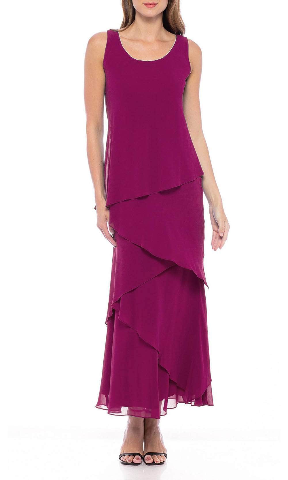 Marina 267575 - Long Chiffon Sheath Dress - Embellished Neckline, Sleeveless Tiered Chiffon Skirt, Matching Long Sleeve Jacket, Full Length Hem ADASA Marina 267575 - Long Chiffon Sheath Dress - Embellished Neckline, Sleeveless Tiered Chiffon Skirt, Matching Long Sleeve Jacket, Full Length Hem ADASA