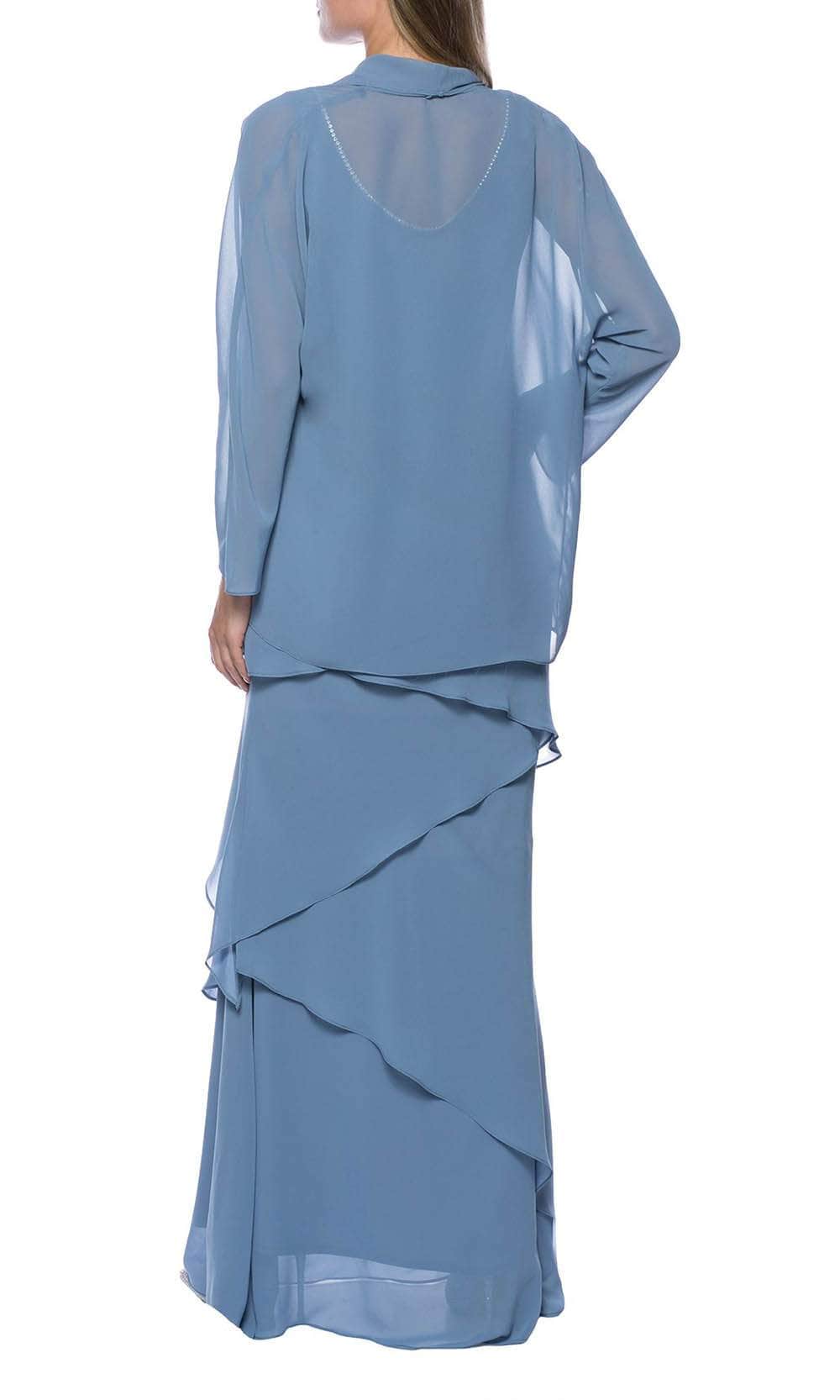 Marina 267575 - Long Chiffon Sheath Dress - Embellished Neckline, Sleeveless Tiered Chiffon Skirt, Matching Long Sleeve Jacket, Full Length Hem ADASA Marina 267575 - Long Chiffon Sheath Dress - Embellished Neckline, Sleeveless Tiered Chiffon Skirt, Matching Long Sleeve Jacket, Full Length Hem ADASA