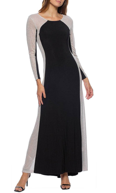 Marina 267749 - Embellished Colorblock Evening Dress Special Occasion Dress 4 / Black Nude