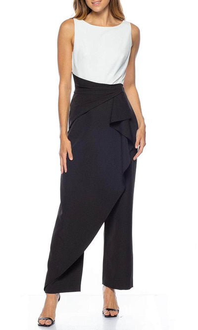 Marina 267957 - Sleeveless Bateau Neck Jumpsuit Special Occasion Dress 10 / Black White