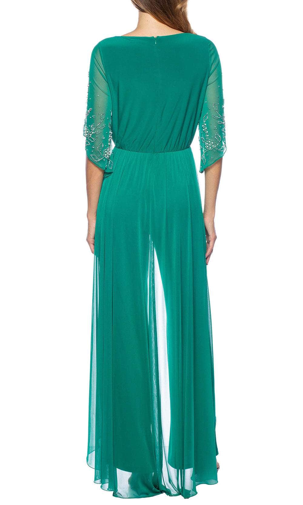 Marina 268022 - Sheer Sleeve Jumpsuit with Overskirt Special Occasion Dress