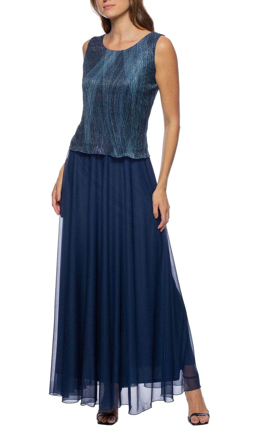Marina 268118 - Long Chiffon A-Line Dress - Two Piece Set, Sleeveless, Metallic Top, Long Sleeve Jacket, V-Back, Pleated, Full Length ADASA Marina 268118 - Long Chiffon A-Line Dress - Two Piece Set, Sleeveless, Metallic Top, Long Sleeve Jacket, V-Back, Pleated, Full Length ADASA