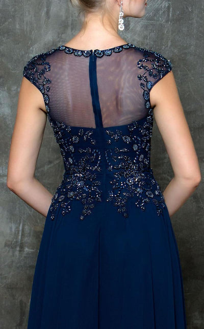 Marsoni by Colors Beaded Illusion A-Line Gown M181 - 1 pc Navy In Size 18 Available CCSALE