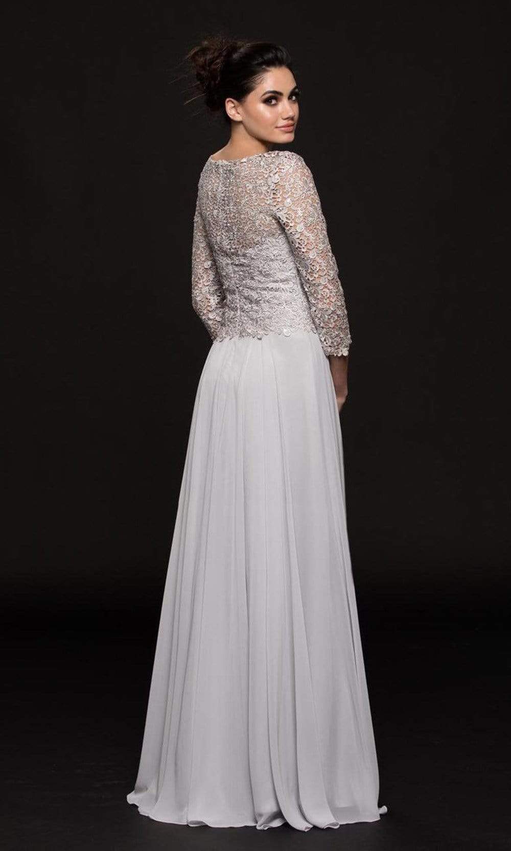 Marsoni by Colors - Embroidered Quarter Length Sleeves Dress M223 - 1 pc Eggplant in Size 14 Available CCSALE