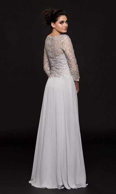 Marsoni by Colors - Embroidered Quarter Length Sleeves Dress M223 - 1 pc Eggplant in Size 14 Available CCSALE