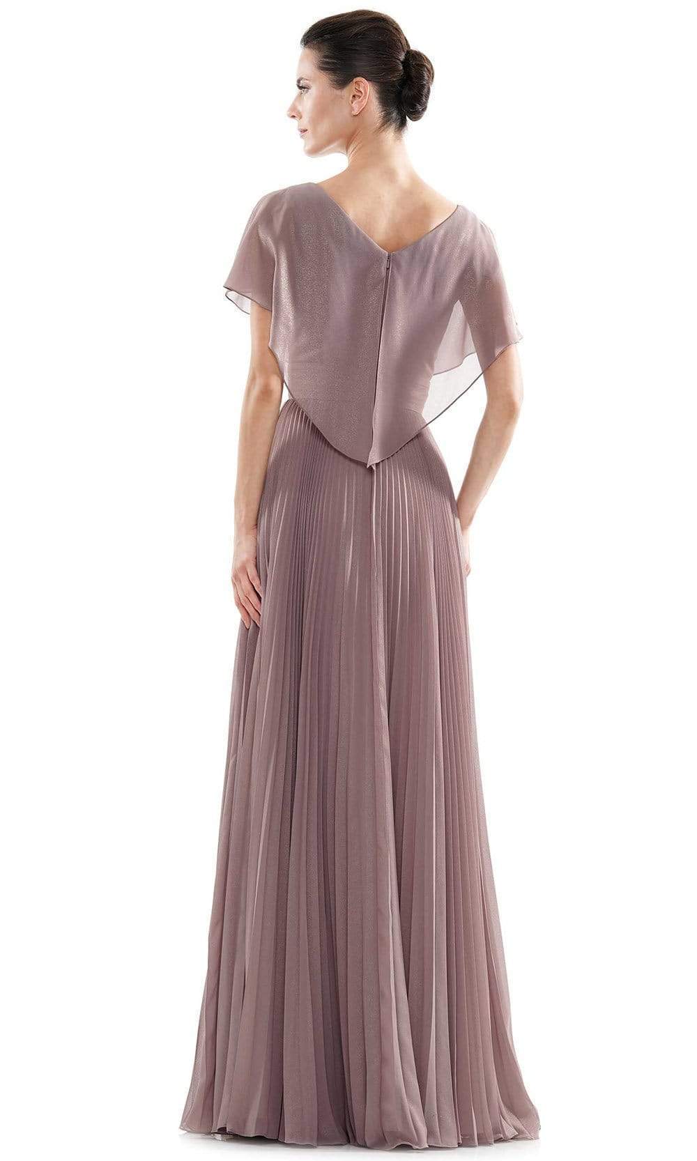 Marsoni by Colors - Cape Sleeve Pleated Chiffon Gown MV1072SC In Pink
