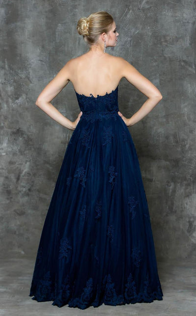 Marsoni by Colors - Lace Modified Sweetheart Ballgown M180 CCSALE 18 / Navy