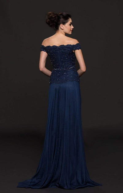 Marsoni by Colors - M213 Embellished Off-Shoulder A-line Dress Mother of the Bride Dresses
