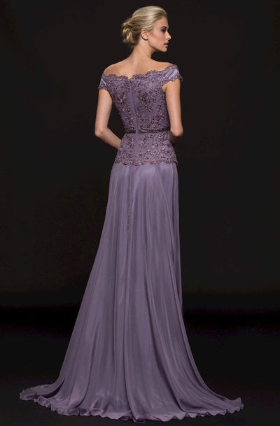 Marsoni by Colors - M213 Embellished Off-Shoulder A-line Dress Mother of the Bride Dresses