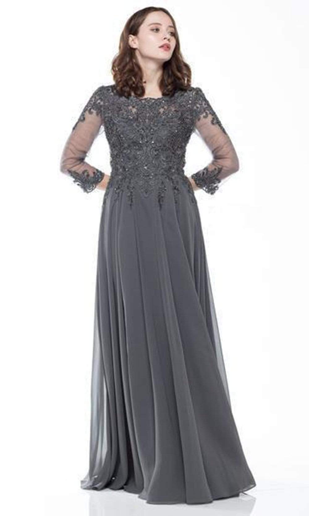 Marsoni by Colors - M217 Quarter Sleeve Embroidered Illusion Gown Mother of the Bride Dresses