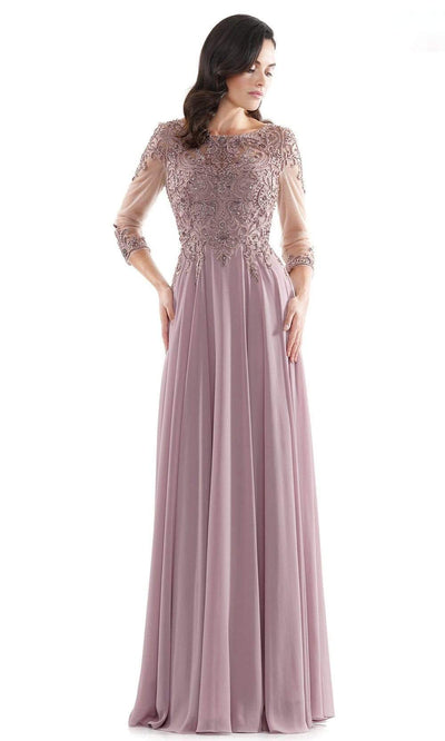 Marsoni by Colors - M217 Quarter Sleeve Embroidered Illusion Gown Mother of the Bride Dresses