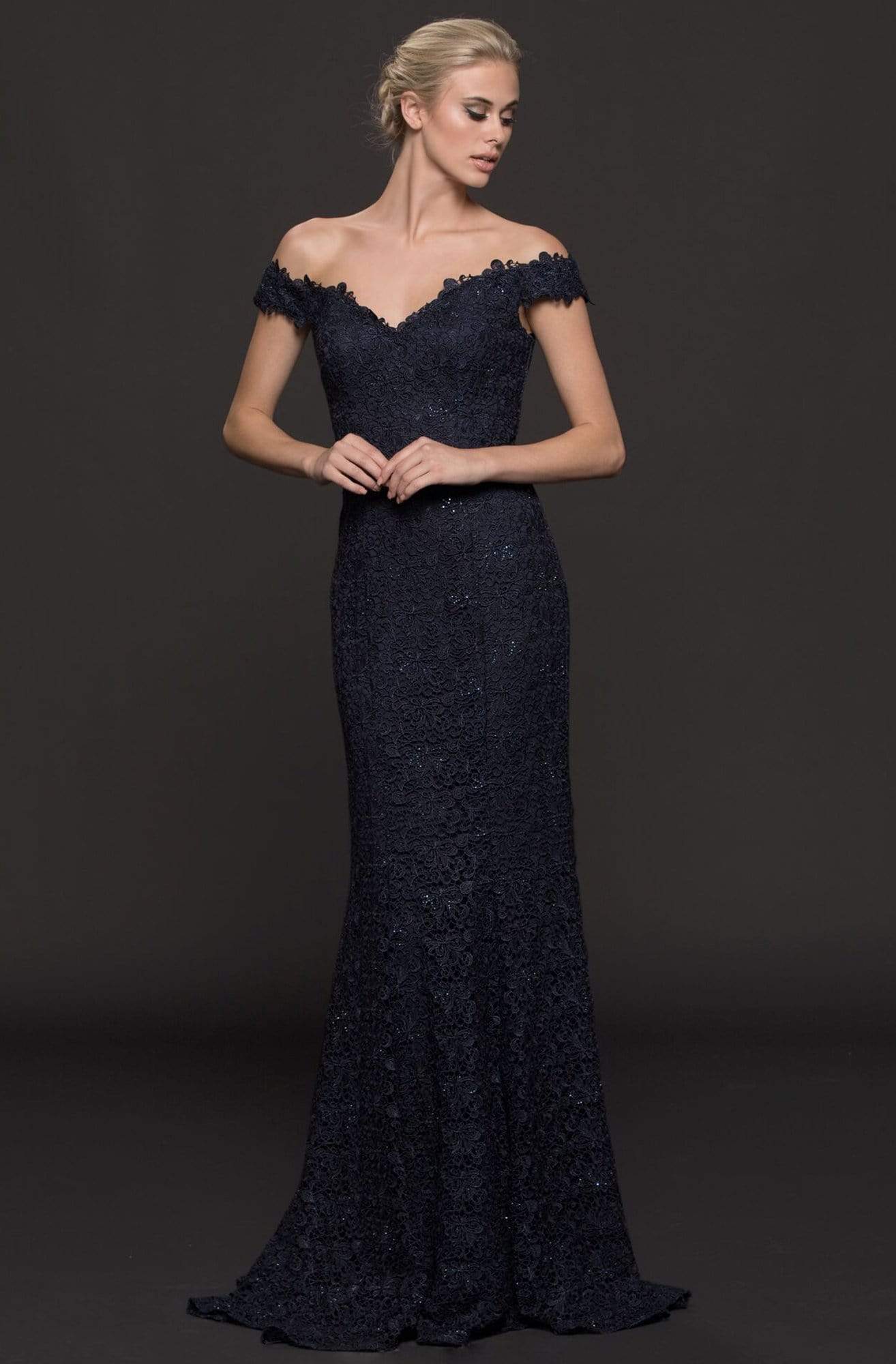 Marsoni by Colors - M221 Lace Off-Shoulder Sheath Dress Special Occasion Dress