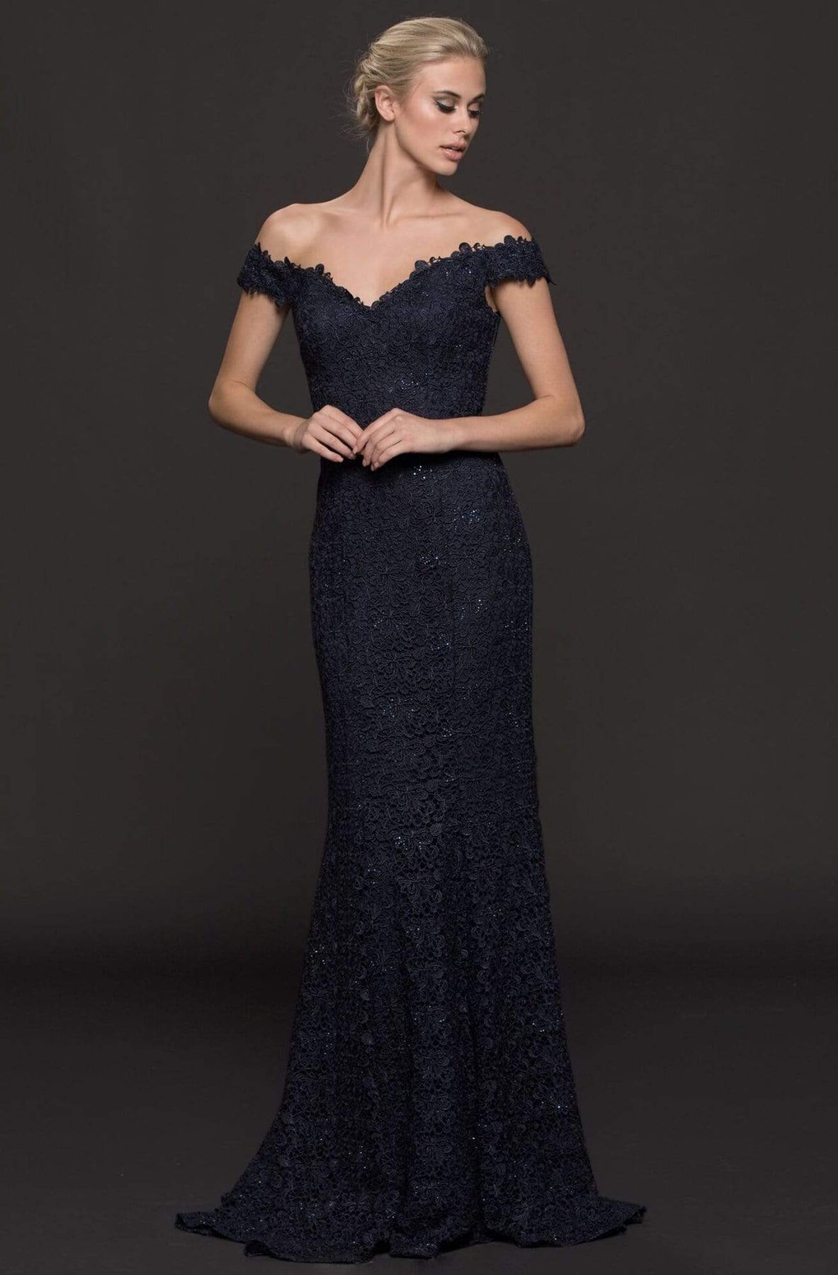 Marsoni by Colors - M221 Lace Off-Shoulder Sheath Dress Special Occasion Dress