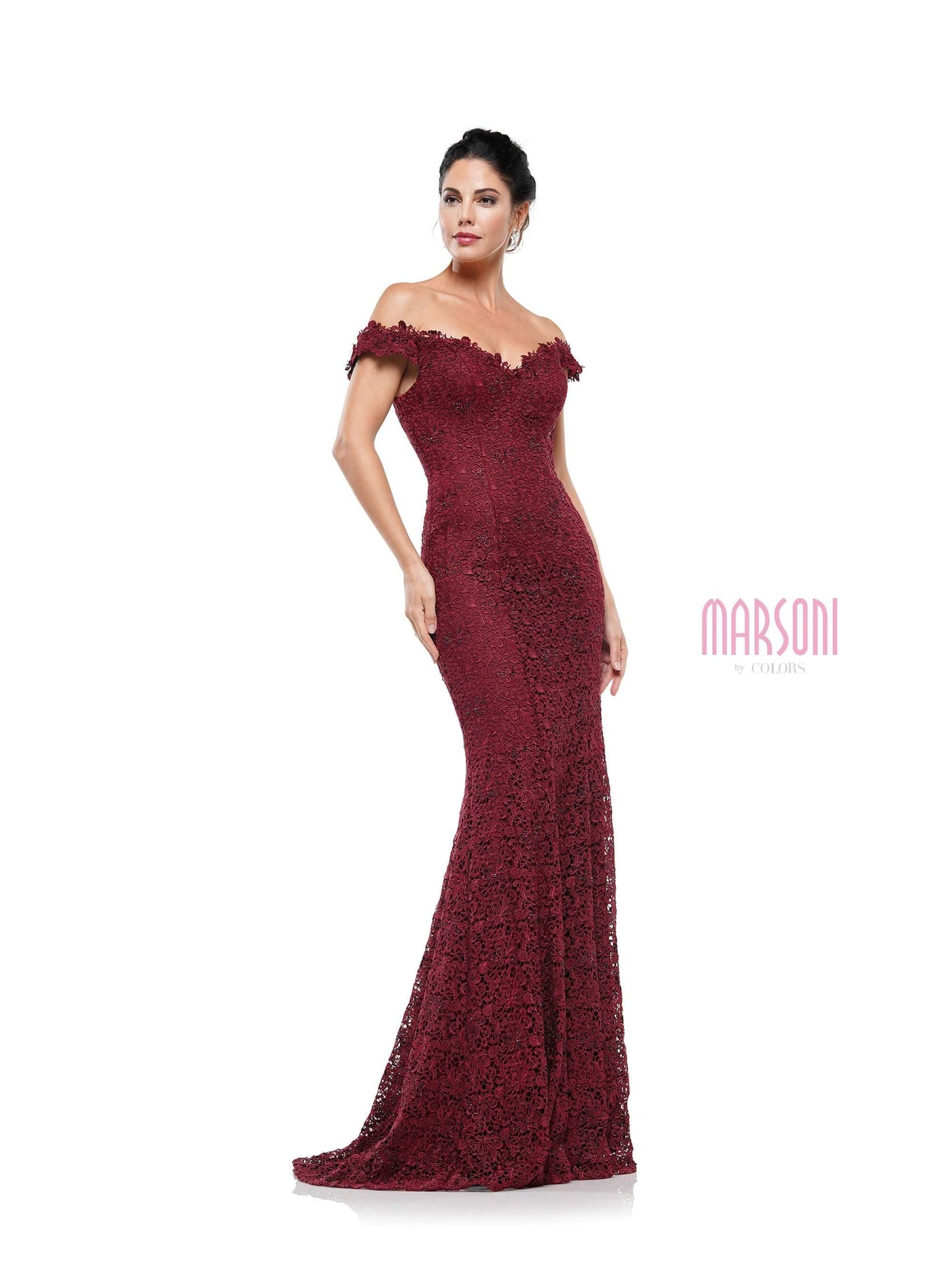 Marsoni by Colors - M221 Lace Off-Shoulder Sheath Dress Special Occasion Dress