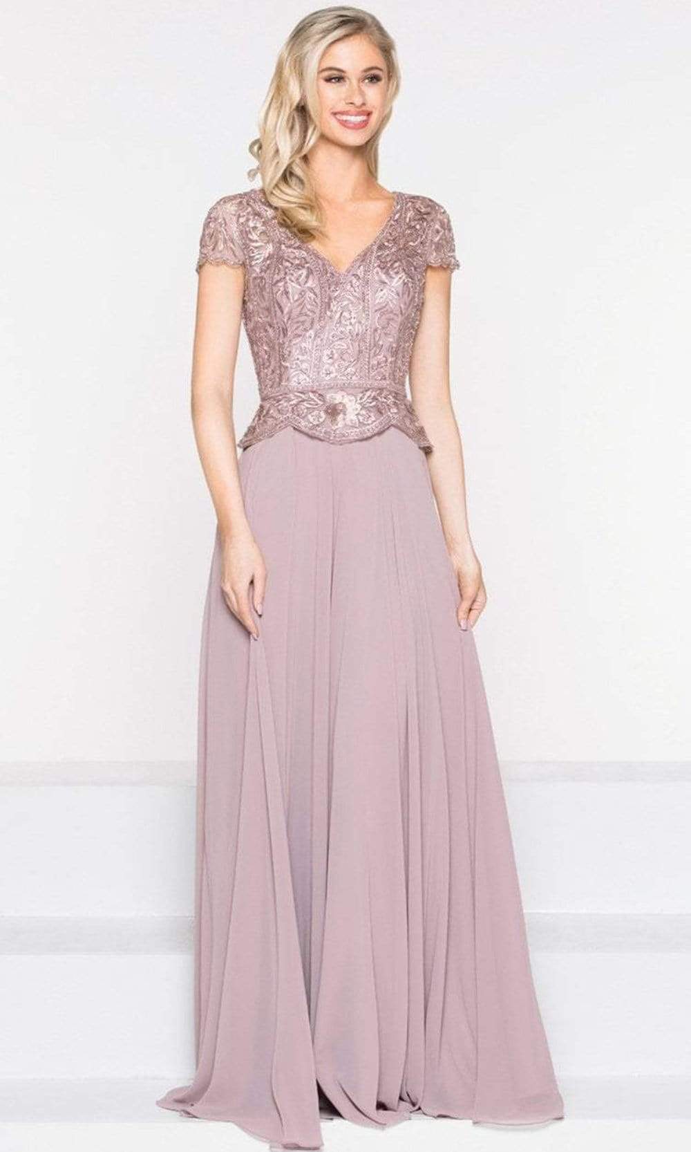 Marsoni by Colors - Peplum Gown M243 In Pink