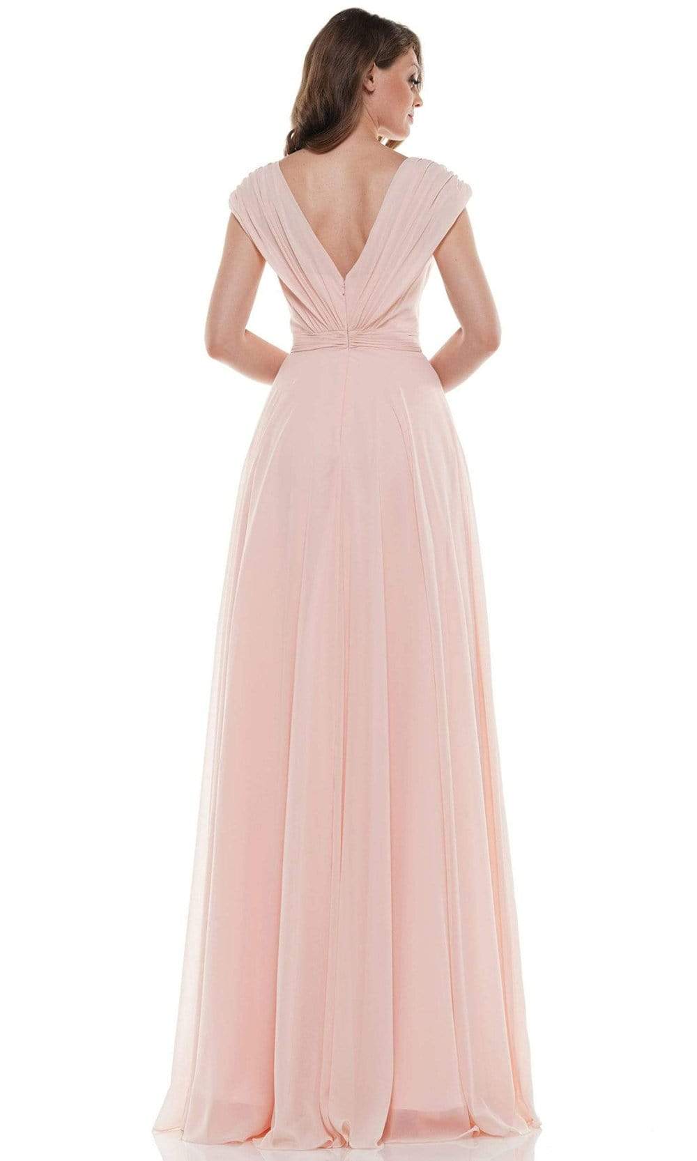 Marsoni By Colors - M251 Gathered V Neck Off Shoulder A-Line Gown Mother of the Bride Dresses